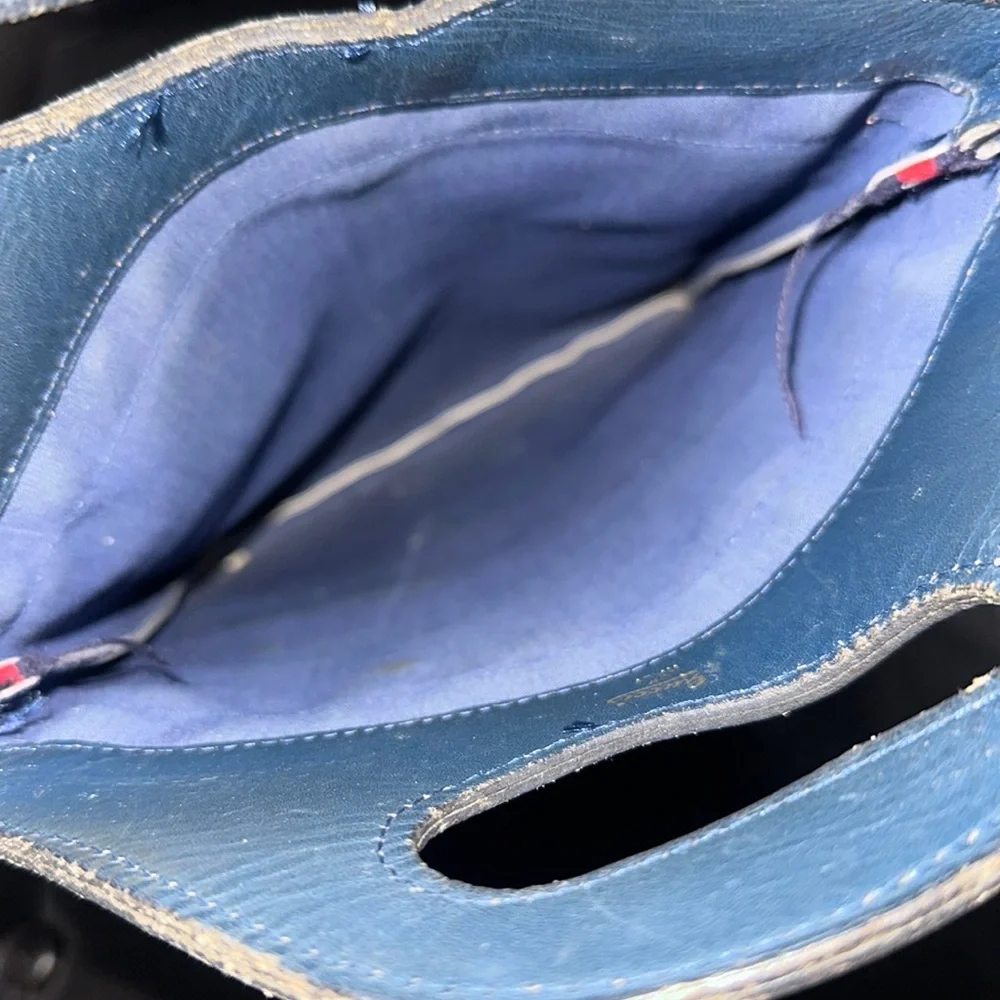 Gucci Beige and Blue Bag with Red Stripe
